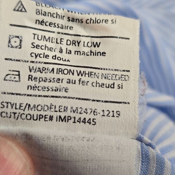 Vince Shirt Mens Large Gray Blue Striped Button Up Linen Cotton Ombre Preppy - Picture 8 of 10